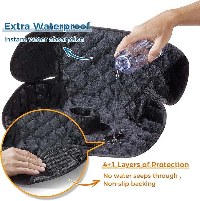 2 Pack Car Potty Training Seat Protector, Waterproof Toddler Car Seat Potty Training Cover, Piddle Pads & Liners for Baby Stroller, Booster & Travel,Non-Slip Pee Protector for Carseat (Black)