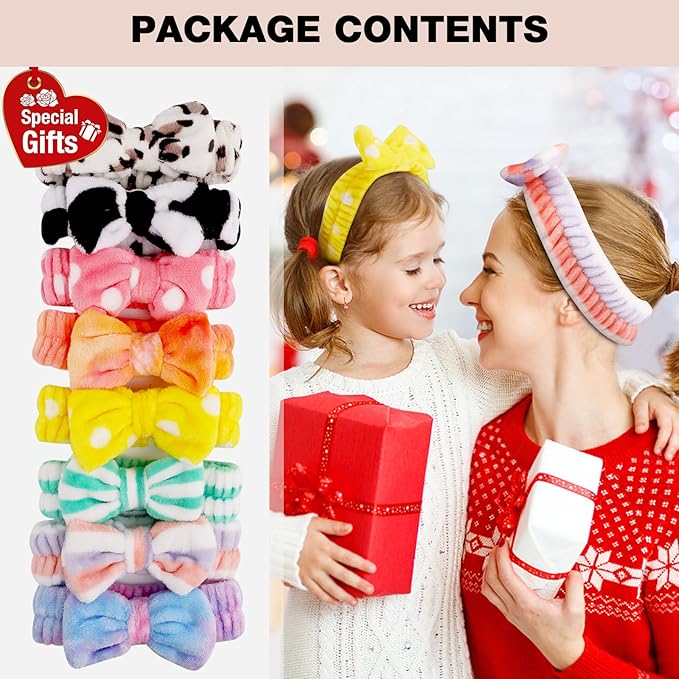 8pcs Spa Headband, Easter Basket Stuffers, Bulk Easter Mothers Day Gifts, Stocking Stuffers for Teen Girls Women, Skincare Makeup Face Wash Headband, Goodie Bags Gift Baskets Party Favors