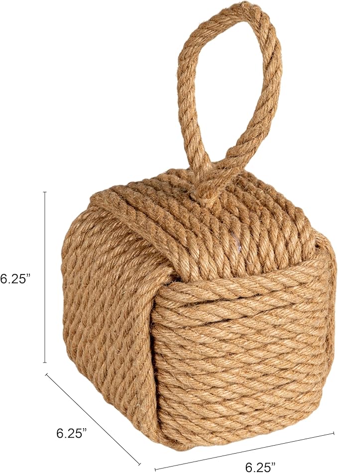 Creative Co-Op Jute Rope Knot Door Stop, Neutral