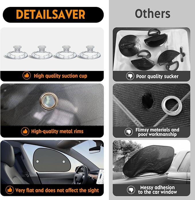DETAILSAVER 2026 New Upgrade Car Window Shades for Side Window 25"X15"(2 Pack),Car Window Shade for Baby Suction Cup,Sun Shade Side Window Can Blocks 99.98% UVR