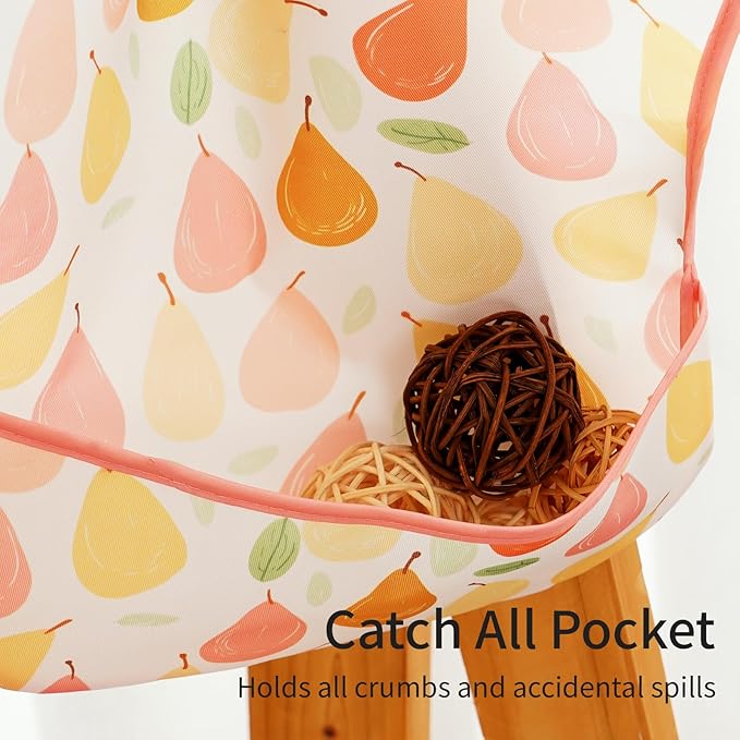CoolaPeach 3-Pack Waterproof Baby Bibs for Eating - Lightweight Feeding Bibs, Mess Proof, Baby Essential Must Have for Eating