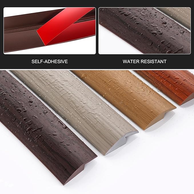 BNELL Floor Transition Strip Self Adhesive-PVC Carpet & Floor Edging Trim Strip,Threshold Transitions Suitable for Threshold Height Less Than 7mm (9.84FT_Walnut Grain)