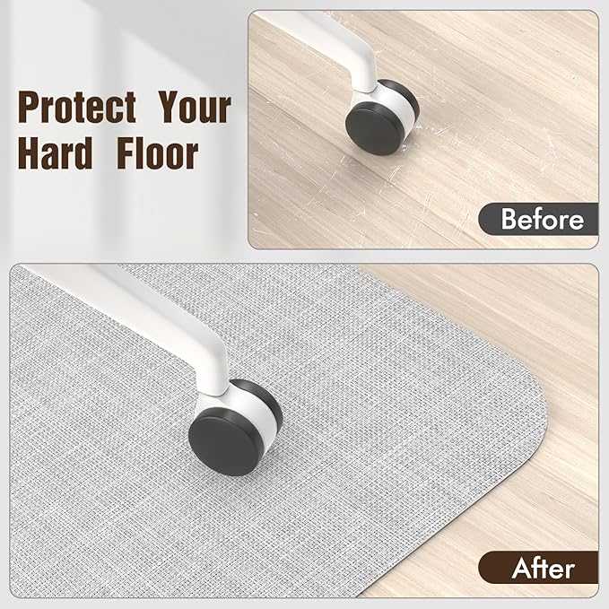 Blvornl Office Chair Mat for Hardwood Floor, 45"x 53" Desk Computer Chair Mat for Hard Wood and Tile Floor, Large Anti-Slip Hard Floor Protector Rolling Chair Mat, PVC Mat Desk Rug for Office Home