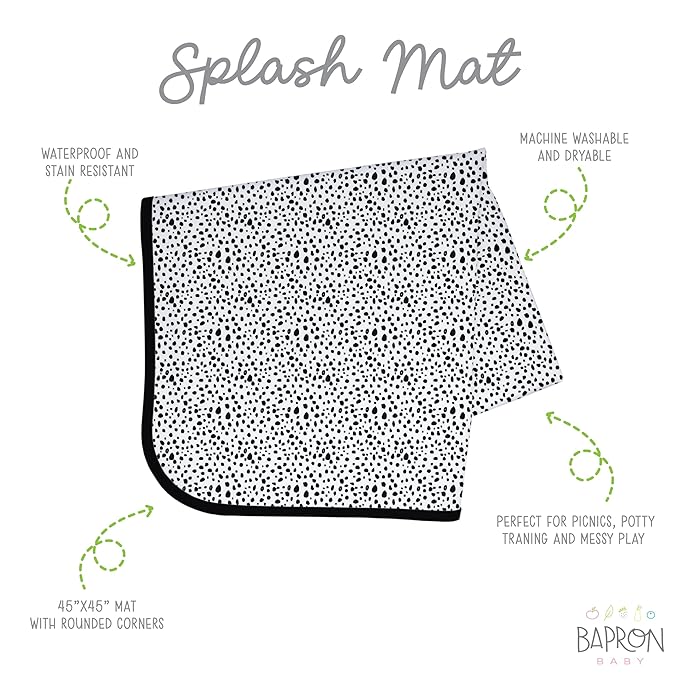BapronBaby Organic Dot Splash Mat - Waterproof Catch-All for Under High Chairs, Floors, Tables, Playtime or Arts & Crafts - Machine Washable - 45" x 45”