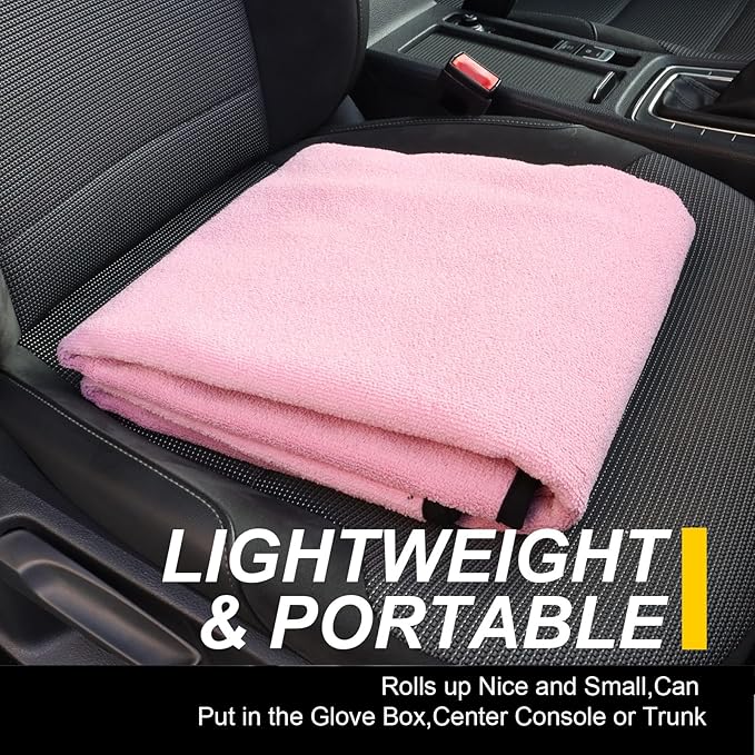 LoyaGour Back Seat Cover for Car Trucks Van SUV,Waterproof Rear Bench Towel Seat Covers for Dogs and Kids,Automotive Backseat Protector (Pink)