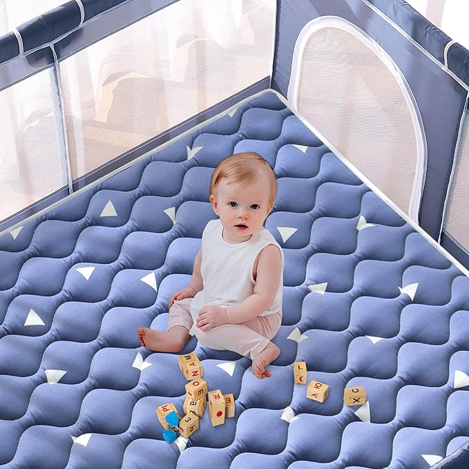 Premium Foam Baby Play Mat for Floor, 50x50 Playpen Mat, Thicken One-Piece Crawling Mat, Non-Slip Cushioned Baby Playmats for Infants, Babies, Toddlers, Play & Tummy Time