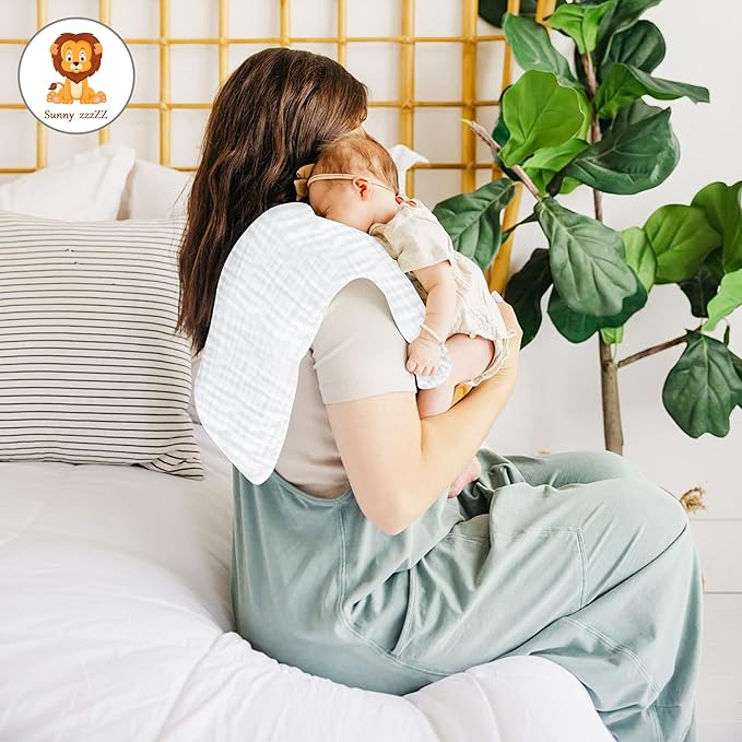 Sunny zzzZZ Muslin Burp Cloths for Baby 100% Cotton Burping Cloths for Unisex, Boy, Girl - Large 20'' by 10'' Newborn Essentials Ultra Soft Absorbent Milk Spit Up Rags - 12 Pack - White+Ivory+Brown