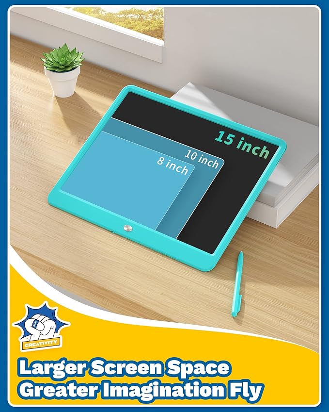 TEKFUN LCD Writing Tablet for Kids, Teen Girl Boy Gifts Ideas, Educational Toys for Boys 8 7 6 5 4 3 Year Old, Drawing Board for Kids Adults (15in Blue)