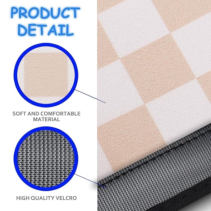 YR Seat Belt Cover for Kids, Soft Comfort Seat Belt Cushion for Children, Cute Cartoon Pattern Car Seat Belt Pads Cover for Girls and Boys, 1 Pack (Almondand Cream Checkered)