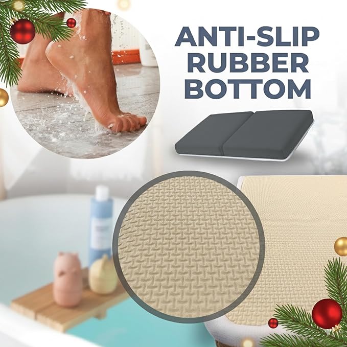 Comfortable Baby Bath Kneeler and Elbow Rest Pad Set – Thick Memory Foam Bath Kneeling Pad with Elbow Support – Baby Bathtub Cushion with Toy Organizer for Bathing Infant or Toddler - Dark Grey