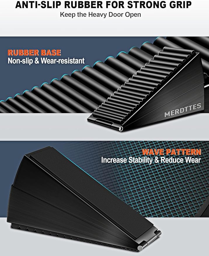Upgrade Strongest Spring Large Door Stoppers - Heavy Duty Door Stopper Wedge, 3 in Tall Door Stoppers for Bottom of Doors, Rubber Door Stop for Extra Strong Grip Metal Doorstop Suits Any Heavy Door