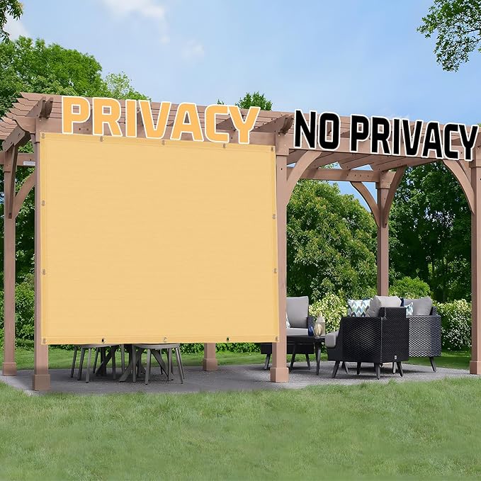 SUNNY GUARD Shade Cloth Custom Size 8x21 FT Sun Shade Screen Fabric Shade Cover Tarp with Grommets for Pergola Backyard Garden, Sand(We Customized)
