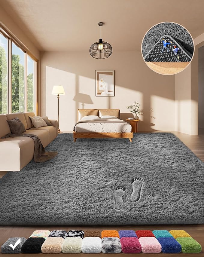 Ophanie Area Rugs for Bedroom Living Room,Color 1- Grey,Size 4' x 6',Shape Rectangular