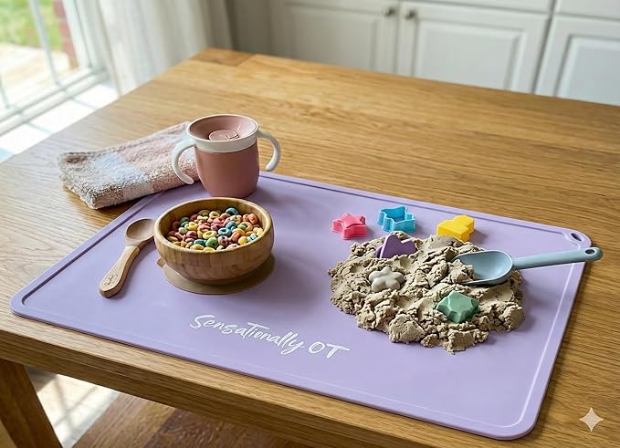 Lavender - Premium Silicone Placemat for Toddlers - Non-Slip, Easy Clean Design, Kids Placemats for Dinning Table, Portable, Perfect Mess-Free Mealtime & Playtime