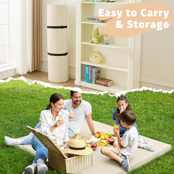 Waterproof Baby Play Mat for Floor Memory Foam 74 * 50 Cushion Playpen Playmat Tummy Time Crawling Mat Nursery Rug Thick Pad Create Soft & Safe Area for Infants,Toddler,Kids,Beige