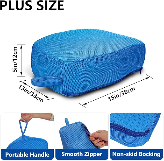 Hot Tub Booster Seat for Adults, 5 Inch Thick Supportive Spa Sit Cushion for Inflatable Bathtub, Shower Pillow with Non-Slip Bottom Pool Use Ocean Blue