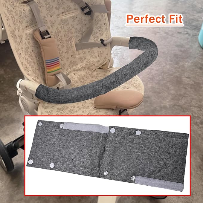 2PCS 26.4inches Armrest Handle Cover,Pushchair Handlebar Sleeve,Universal Protective Stroller Bumper Bar Covers Replacement Accessories Removable Toddler Pram Dust Proof Handle Gloves(Grey)