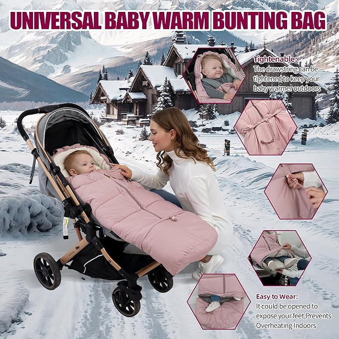 LAT Baby Warm Bunting Bag Universal,Extended and Removable,Stroller Sleeping Bag Cold Weather,Waterproof Toddler Footmuff