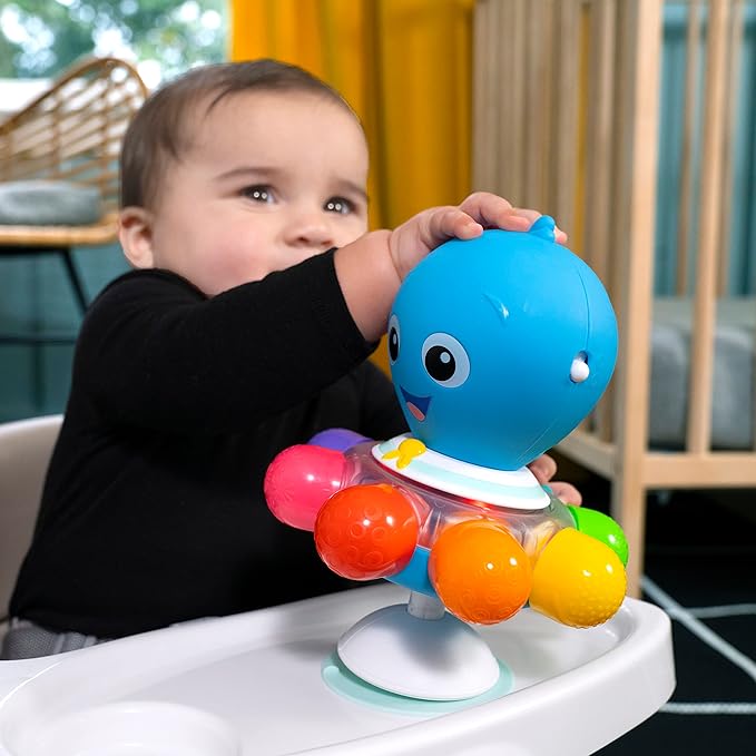 Baby Einstein Ocean Explorers Opus Spin & Sea Suction Toy for Highchair, Lights & Vibrant Colors, Ages 3 Months and up