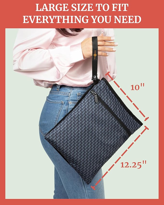 IDAHO JONES Wet Dry Bag - Waterproof Wet Bag for Travel, Wetbag for Swimsuit, Diaper, Clothes, Period Underwear - Breast Pump Parts Organizer - Zippered Pouch with Waterproof Mat - Robin