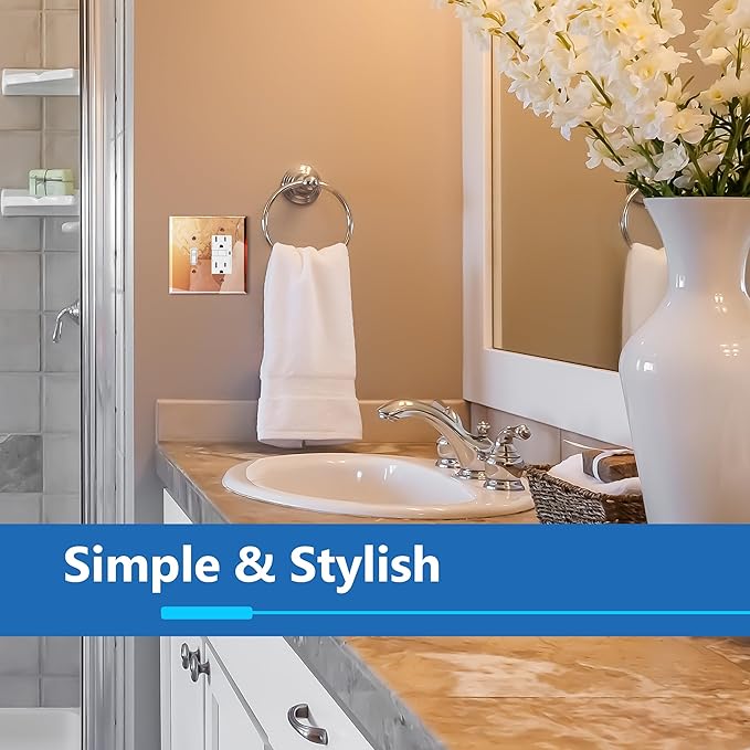LIDER Reflective Acrylic Combination Wall Plate, Mirrored Double Switch Plate Combo Toggle Switch Decorator Outlet Cover Acrylic Glass Oversized 2-Gang 5.25" x 5.25" LWP-1131O-ARG5P, Rose Gold 5 Pack