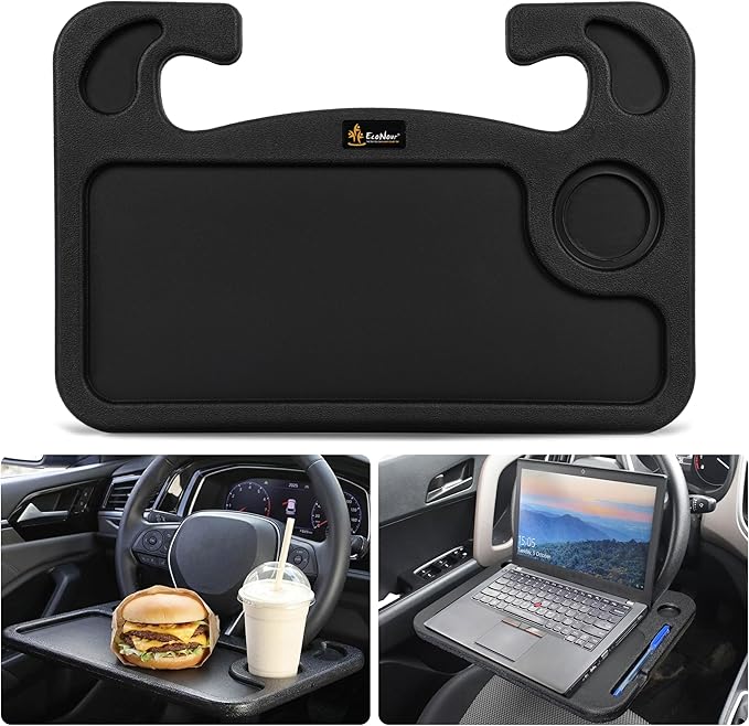 EcoNour Steering Wheel Desk Tray Compatible for Toyota Corolla 2020-2026 | Car Laptop Mount Tray with Pen Holder | Food & Drink Holder | Multipurpose Travel Car Accessories