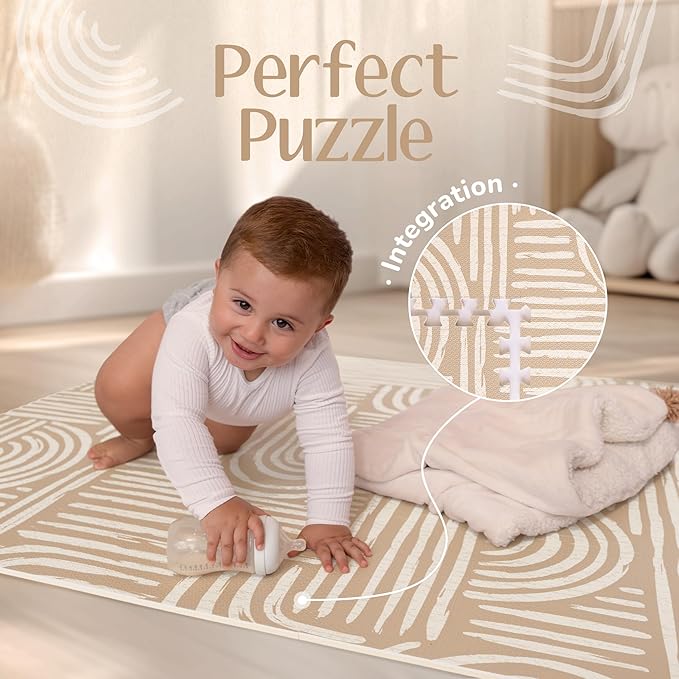 Baby Play Mat – Premium Foam Playmat for Babies & Toddlers, 67" x 48", Neutral Modern Look, Easy-Clean & Non-Toxic, Decor-Friendly Baby Floor Play Mat for Any Room. Co-Toddlery