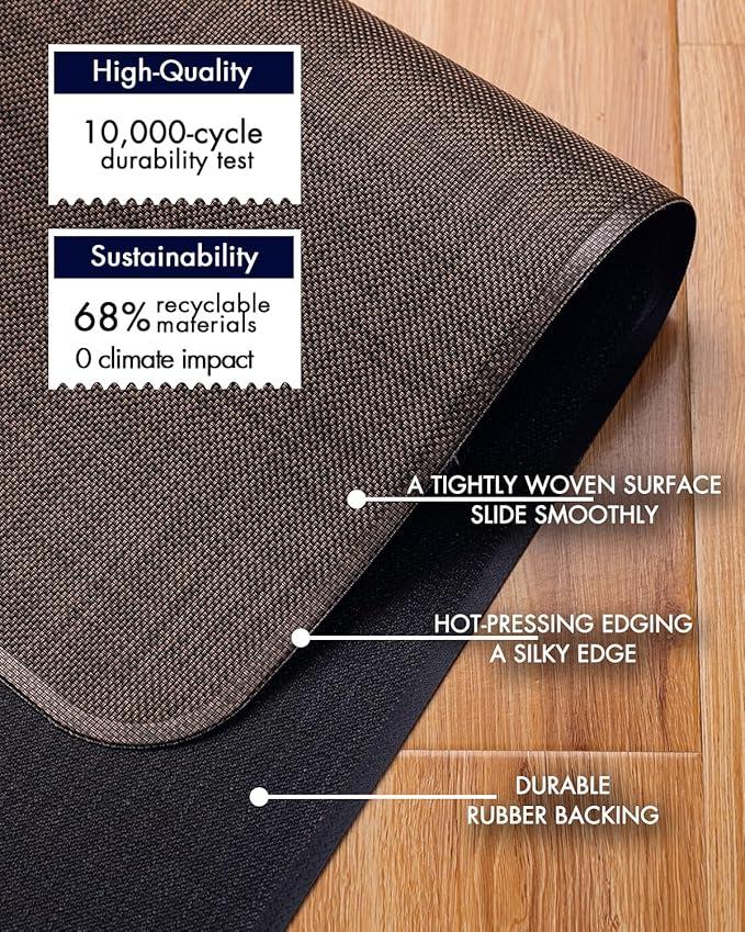 BARoyal Office Chair Mat for Hardwood Floor Under Desk Computer Rolling Chair Mat for Wood/Tile Floor Non-Slip Heavy Duty Desk Rug PVC Plastic Hard Floor Protector 48" x 60"(Coffee)