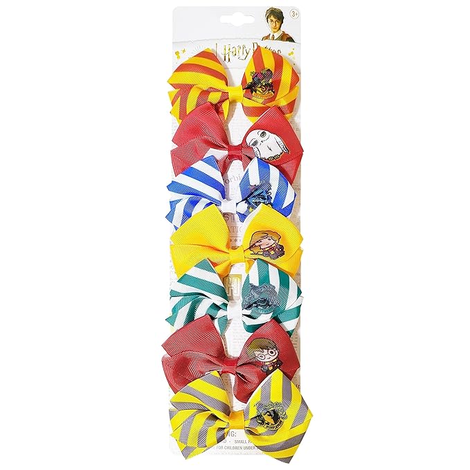 Harry Potter Hair Bows - Hair Accessories Gift Set - 7 Pcs 4 Inch Bundle - Hair Bows for Girls - Different character on each clip - Alligator Clip - Ages 3 +