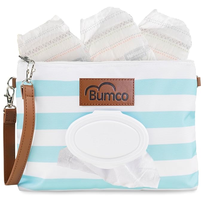 Baby Bum Brush Bumco Diaper Clutch - Portable Wipes Dispenser & Travel Essential, Airtight Refillable Wipes Container, Diaper Bag Purse