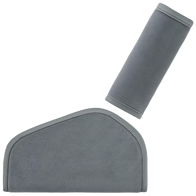 COOLBEBE Kids Seat Straps Cover Pad, Child Shoulder & Belly Comfort Cushion Set, Universal Seat Strap Cover for Booster, Strollers, High Chairs, Grey