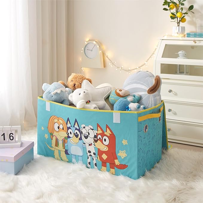 Bluey Collapsible Storage Trunk Durable Fabric Chest with Soft Lid, 28.5"x14.5"x16",Kids Room Organizer