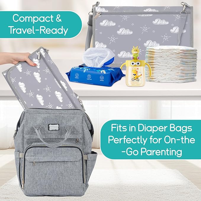 PHOEBUS BABY Diaper Changing Pad, Extra Large Portable Changing Pad for Baby with Wipes Holder, Foldable Travel Diaper Changing Mat with Shoulder Strap