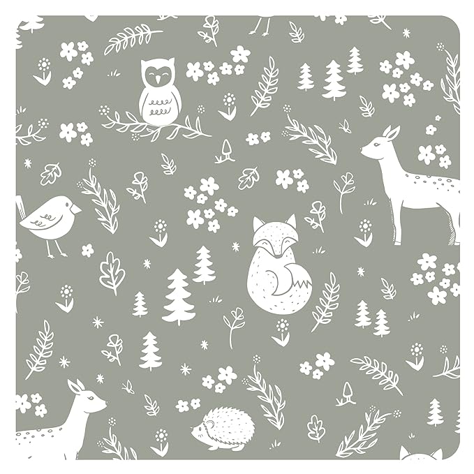 BapronBaby Forest Friends Splash Mat - Waterproof Catch-All for Under High Chairs, Floors, Tables, Playtime or Arts & Crafts - Machine Washable - 45" x 45”