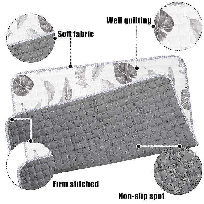 Funtery 43 x 43 Inch Boho Baby Play Mat Portable Crawling Washable Foldable Tummy Time Non Slip Baby Floor Large Playpen Mat for Infants Toddlers Floor Playpen Activity(Leaf Theme)