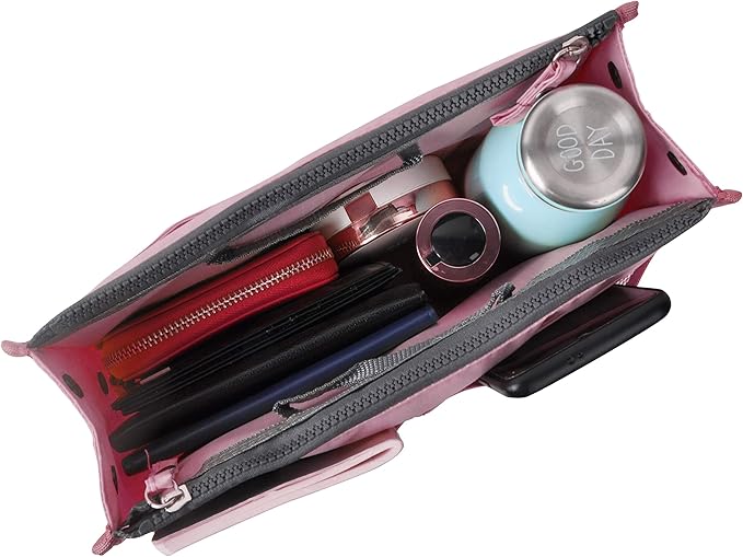 Vercord Updated Purse Handbag Organizer Insert Liner Bag in Bag 13 Pockets Pink Large