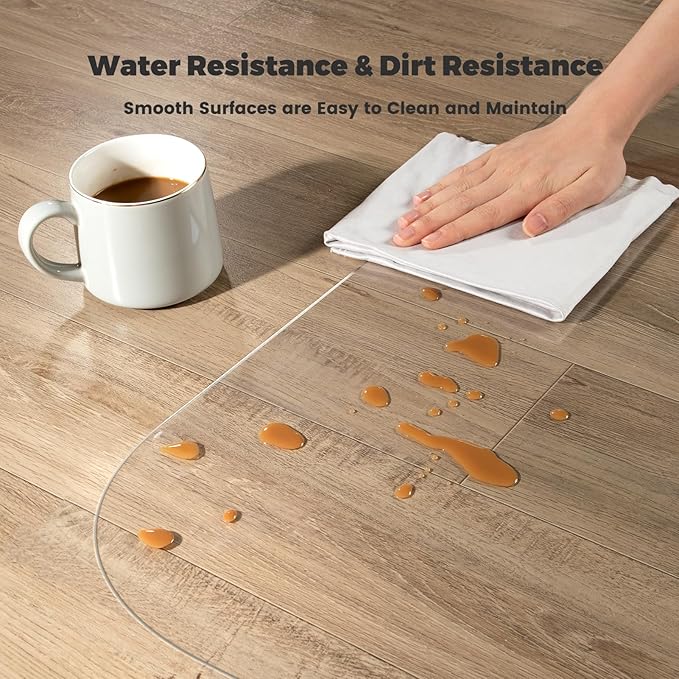 Yecaye Office Chair Mat for Hardwood Floor, 30" x 48" Clear Computer Desk Chair Mat, PVC Heavy Duty Floor Protector for Rolling Chairs, 1.7mm Thick Chair Mat (Transparent, 30" x 48" x0.07'')