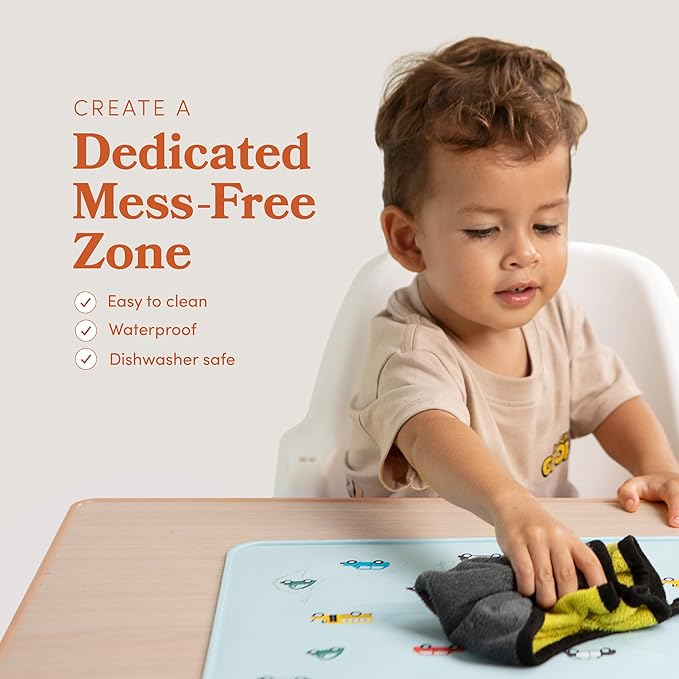 Silicone Placemats for Dining Table - Non-Slip Grip, Ridged Edges, Car Design