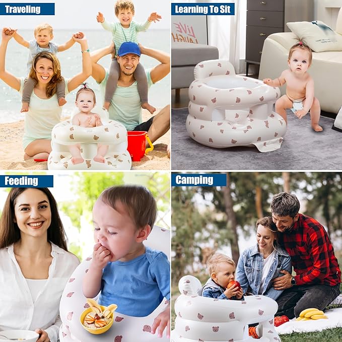 Upgraded Inflatable Baby Seat for Babies 3-36 Months, Inflatable Baby Chair Sit Me Up Floor Seat for Baby, Back Support Baby Seats for Infants for Sitting Up with Built in Air Pump