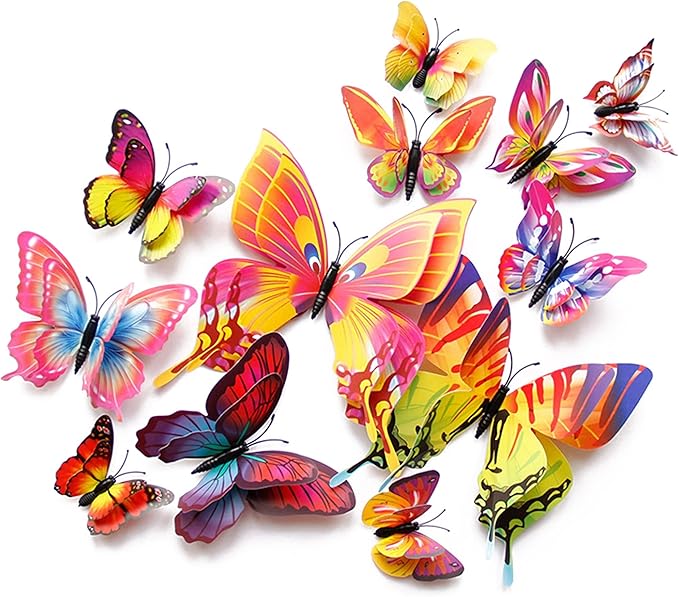 OPSEAM Butterfly Wall Decor 72 PCS, 3D Butterflies Stickers for Party Decorations with Magnets(Multiple Colour, 72)