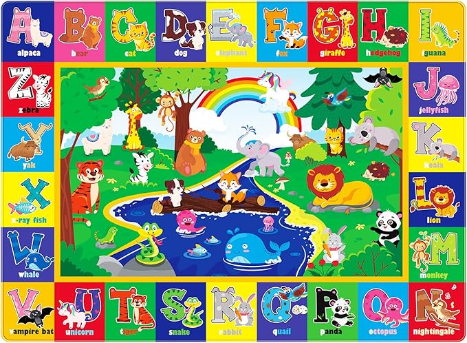 LTKOUGFAM Baby Play Mat for Floor, Baby Crawling Mat Soft Surface Toddler Playmat for Babies, Non-Toxic Foldable Non-Slip ABC Mats for Kids Infants Girls Boys (59X39.4 INCH)
