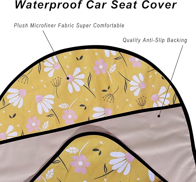 LoyaGour Car Seat Cover Protector Front Seats,for Gym Workout,Running,Swimming,Beach and Hiking,Waterproof Sweat Towel Bucket Seat Covers for Cars SUV Trucks (Chamomile and Yellow, 2Pcs)
