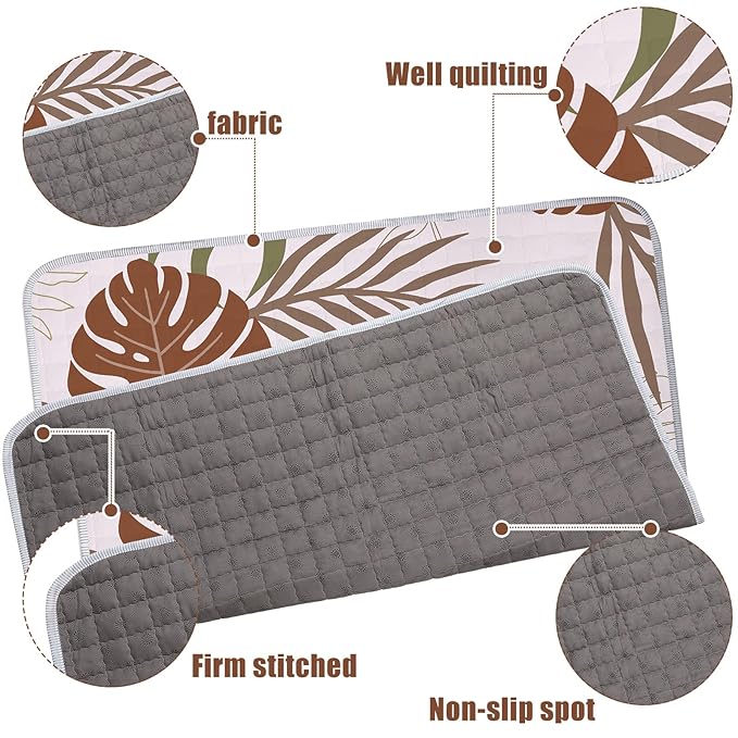 Funtery 43 x 43 Inch Boho Baby Play Mat Portable Crawling Washable Foldable Tummy Time Non Slip Baby Floor Large Playpen Mat for Infants Toddlers Floor Playpen Activity(Plant Theme)