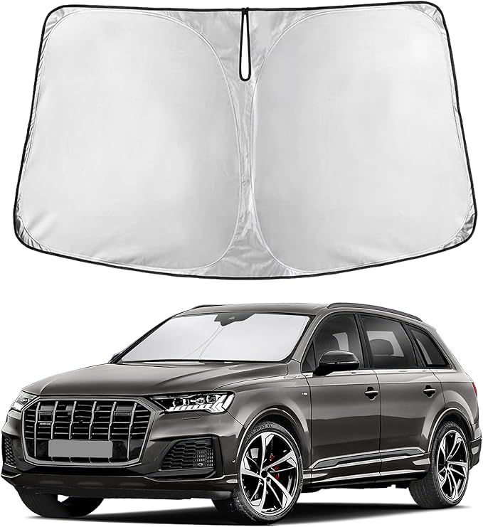 EcoNour Windshield Sun Shade for Audi Q7 2016–2021 2022 2023 2024 2025 2026, Sun Visor for Front Windshield & Window Sunshade Cover, UV Heat Blocker & Protector, Car Accessories