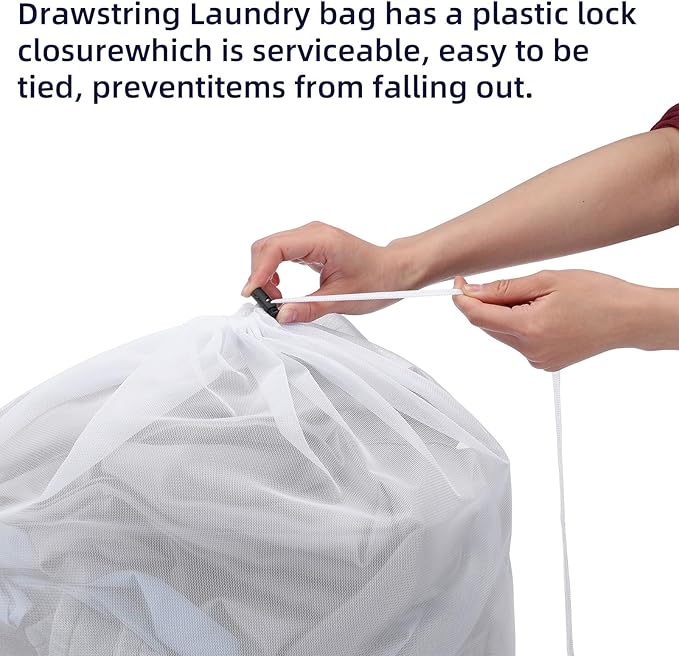 12 Pack Mesh Laundry Bag with Drawstring Closure, 24" x 35" Heavy Duty Extra Large Laundry Bags for Travel, Storage, College, Dorm and Apartment Dwellers, Machine Washable