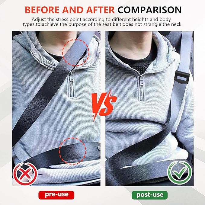 2PCS Car Seatbelt Adjuster, Universal Auto Seat Belt Clips for Adults/Kids, Comfort Car Shoulder Neck Protector Strap Positioner, Seatbelt Locator Retainer Locking Clips for Car, SUV (Black)