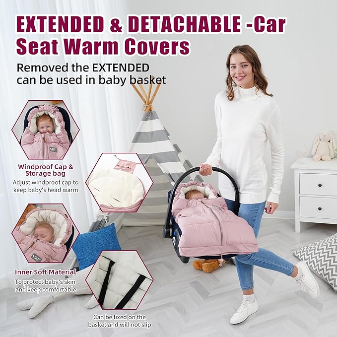 LAT Baby Warm Bunting Bag Universal,Extended and Removable,Stroller Sleeping Bag Cold Weather,Waterproof Toddler Footmuff