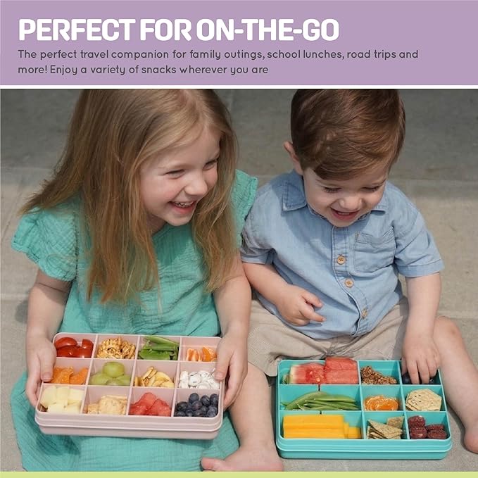 melii Snackle Box | 12-Compartment Divided Snack Container, BPA-Free Food Storage, Removable Dividers, Perfect for Kids Snacks, Arts & Crafts, Beads, and Kitchen Organization (Sage)