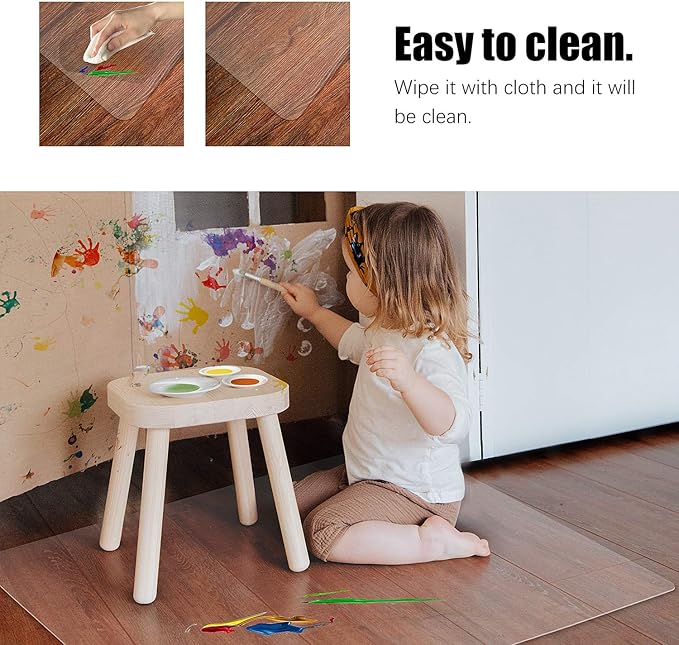 Kuyal Clear Chair mat for Hardwood Floor 51 x 63 inches Transparent Floor Mats Wood/Tile Protection Mat for Office & Home (51" X 63" Rectangle)