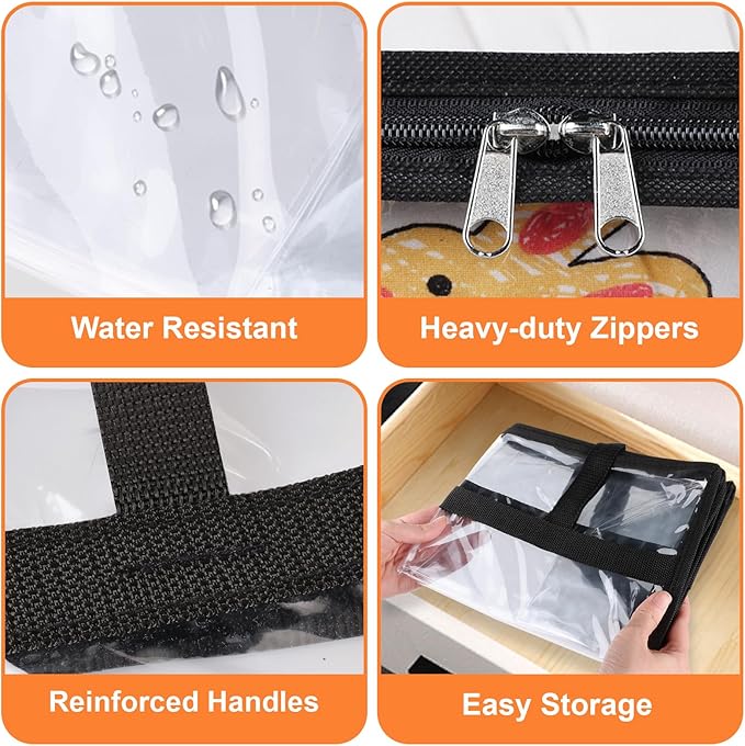 Clear Clothes Storage Bags, 8 Pack Closet Organizers and Under Bed Storage Containers, Foldable Moving Bags with Zippers for Comforter, Blanket, Bedding, Duvet, PVC Packing Bags 60L